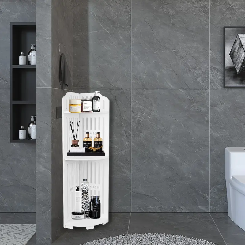 3 Tier Corner Bath Shelf Unit Organiser Stand Showers Caddy Storage Rack Box Wall Room 2