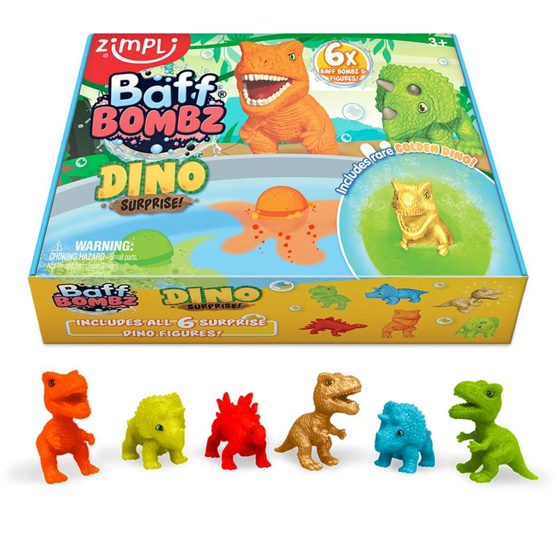 Zimpli Kids 6 x Large 100g Dino Surprise Bath Bombs, 6 Surprise Dinosaur Toys Inside! Christmas & Birthday Gifts for Children, Bath Toys for Boys & Girls, Bubble Bath Bomb Gift Set 0