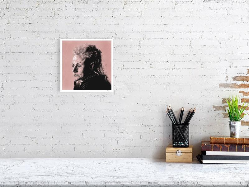 Faerie by Sophie Hall. Limited edition print of pencil and chalk drawing featuring Maxine Peake as Titania. Framed or Print Only. 7