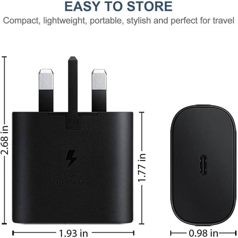 USB-C Fast Adapter Charger Plug, Type-C Fast Charging Cable, USB Mains Wall Charger with Type C Cable for Galaxy S24/S23/S22/S21/S20/A55/A54/A53/S22/S22/S21/S23Ultra, S22 Ultra, S21 Ultra, A34/33/73/72/71/52 Secure And Reliable Mobile Cellphone smartphone 6