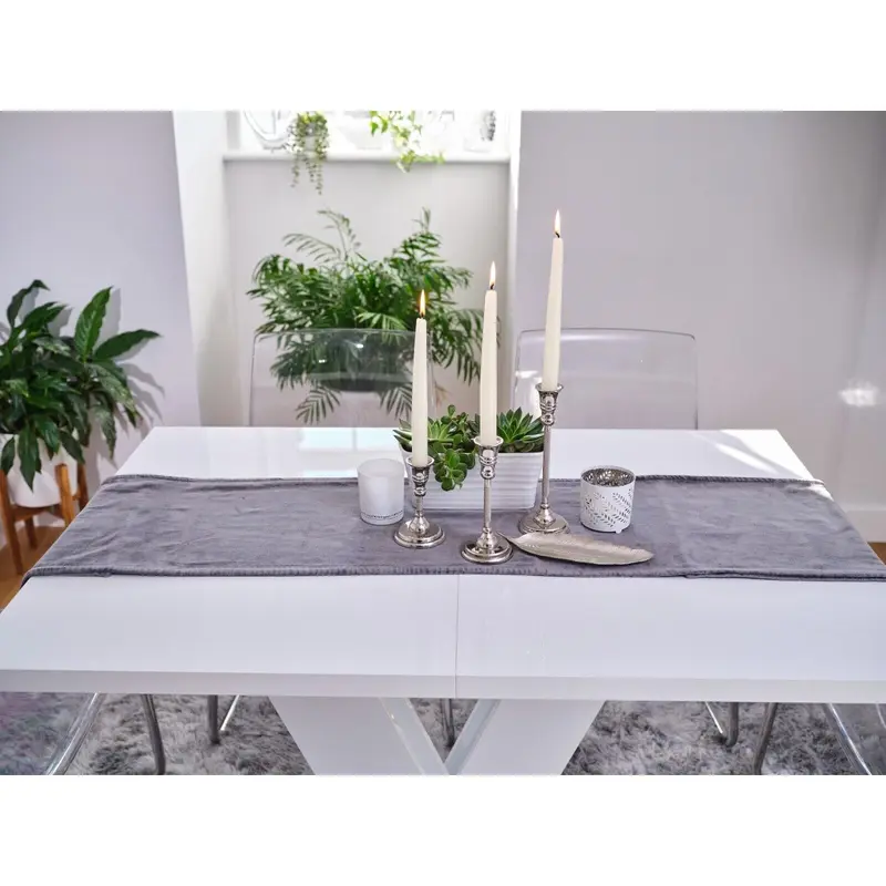 White Gloss Dining Table Small Kitchen Extending 120-160cm V Leg 6-8 Seats Masy 4