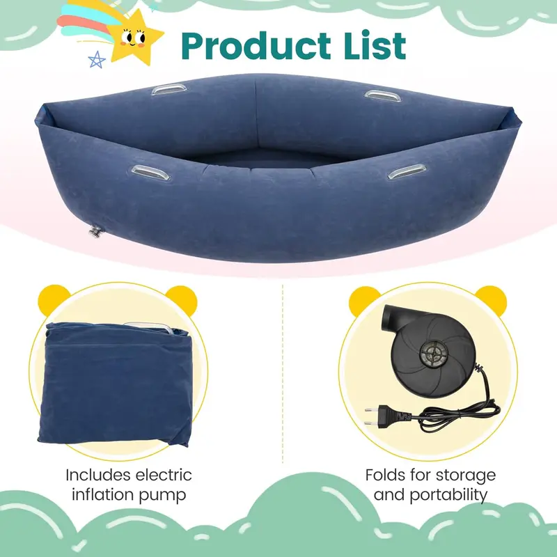 UK SELLER Sensory Chair Sofa for Kids, Inflatable Peapod Sensory Chair for Autistic Children, 60 Inch Sensory Pod as a Relaxing Haven for Children with Sensory Needs, Bottom Inflatable, with Electric Air Pump 4