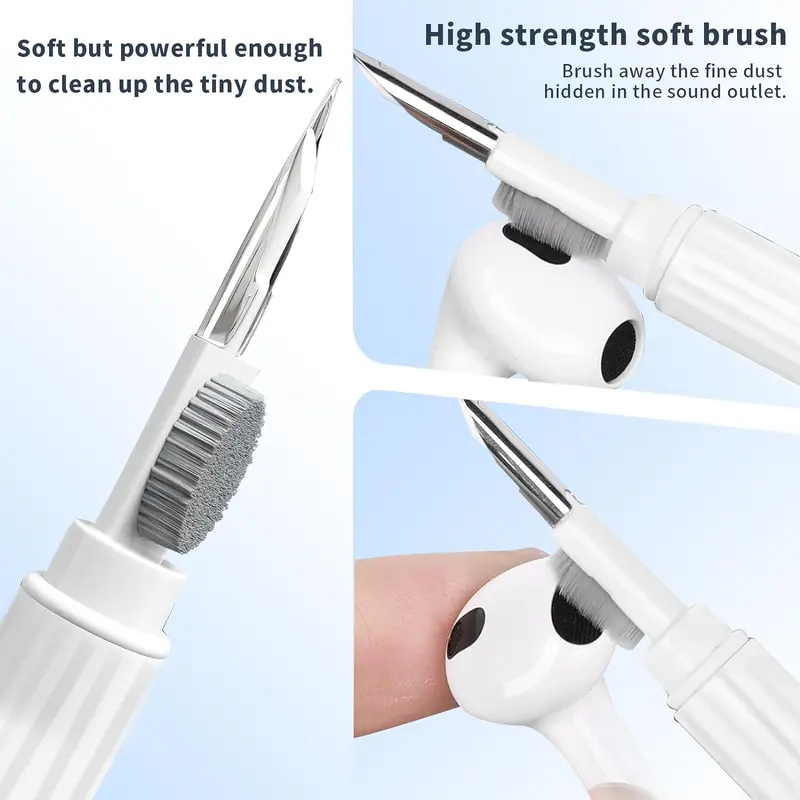 Multifunctional Advanced Airpod Cleaning Kit for Earbuds, Keyboards and Phones Accessories Metal Bluetooth Detachable Devices Electronic Shell Sponge 6