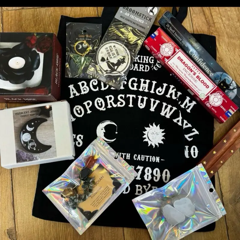 The Goth Vibes Bundle: Witchy & Gothic Bundle including a gothy tote bag, candles, incense, homeware & crystals 3