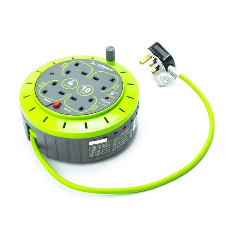STATUS 4 Socket Cable Reel 10m Green Extension Lead 13A Heavy Duty Outdoor Extension Lead S13A4SKT10MCR6 3
