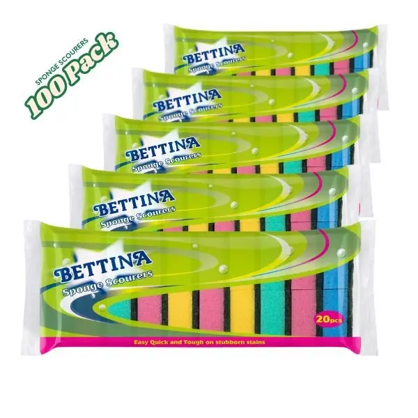 100-Pack Ultra-Absorbent Kitchen Sponge Scourers Cleaning squeeze rinse disinfecting sponges Multicolor scrubbing and cleaning Sponge Scourers 0