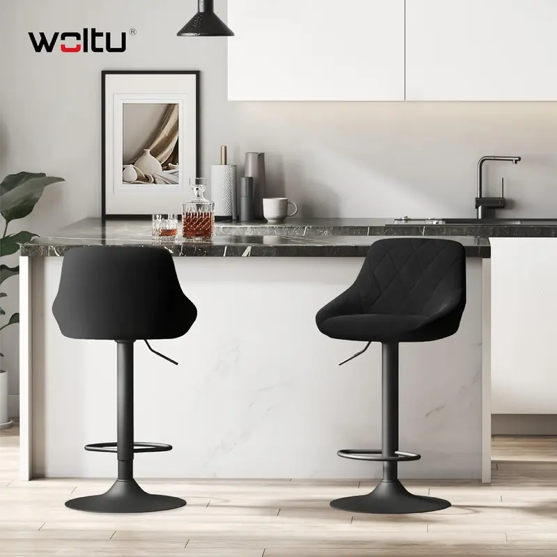 WOLTU Bar Stool Bar Chair Breakfast Dining Stool Chair for Kitchen Island Counter Velvet Exterior, Adjustable Swivel Gas Lift, Steel Footrest & Base, BH219sz-1 1