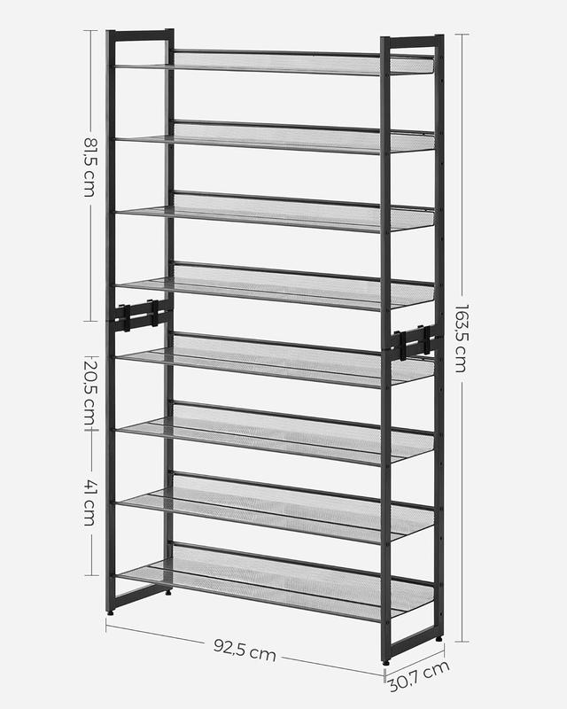 Stackable Shoe Rack Storage Shelf Metal Shoe Rack Black Organiser Adjustable Set Steel 2