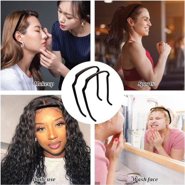 Product Introduction of 2 Pcs Curly Thick Hair Headband, Sunglasses Headband Invisible Hair Hoop for Curly Thick Hair, Square Headband Like Sunglasses Create a Fashionable Hairstyle (Black) 11