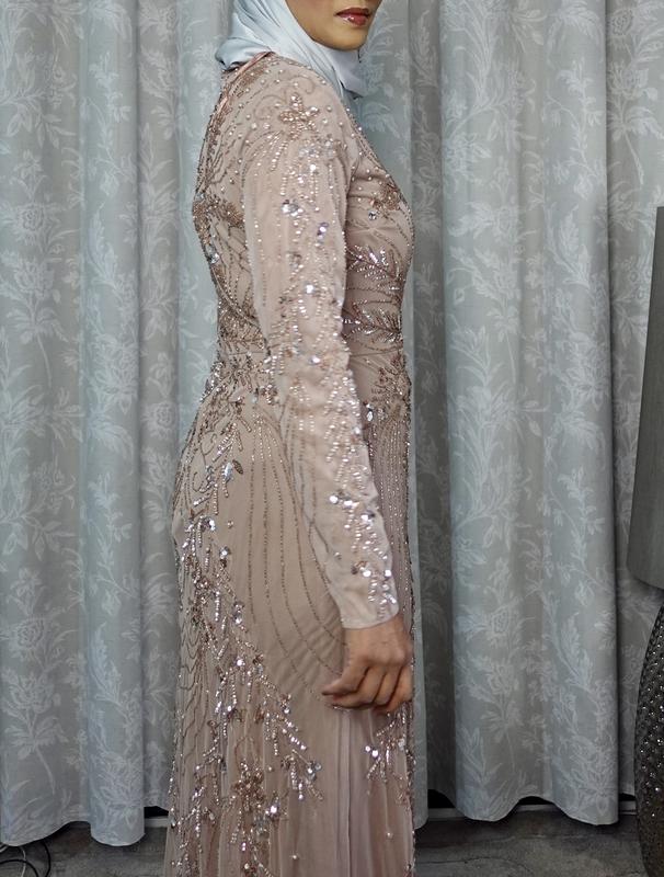 Aisha Embellished Sequin Dress Taupe Blush  Occasional Evening Wear 1