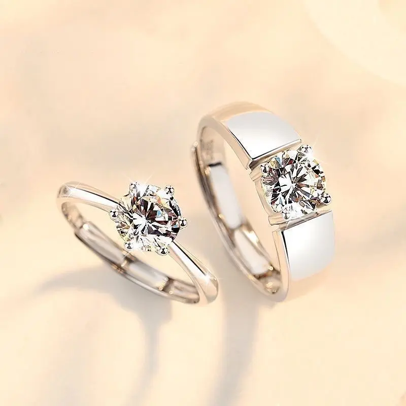 【 Gift 】 can adjust the genuine Mosan diamond couple ring 4