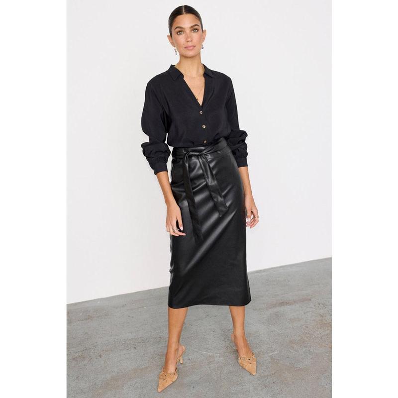 Black Vegan Leather Jaspre Skirt 6