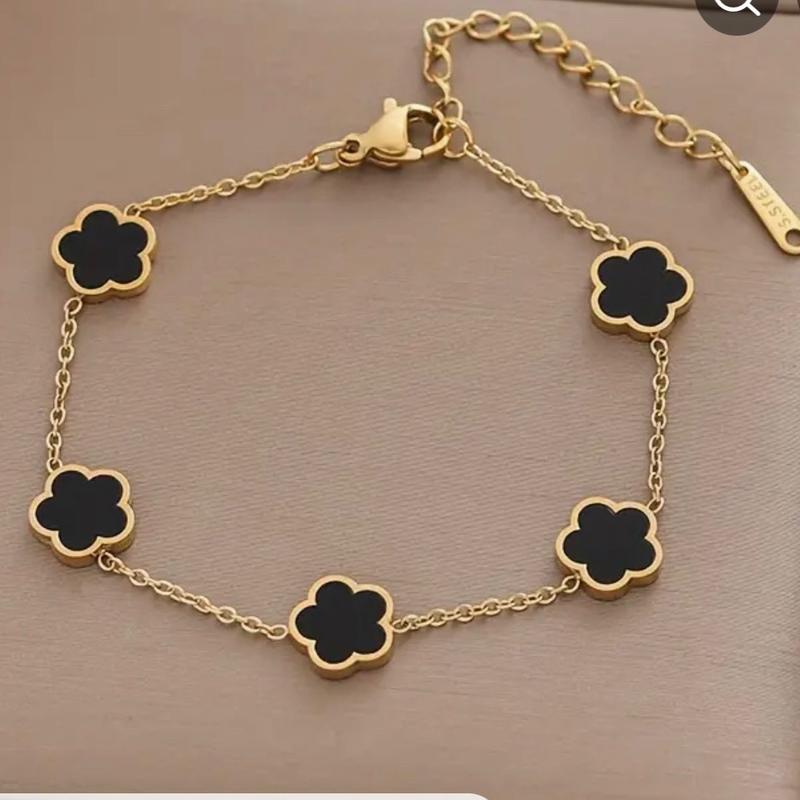 Black Flower Thin Chain Bracelet 0