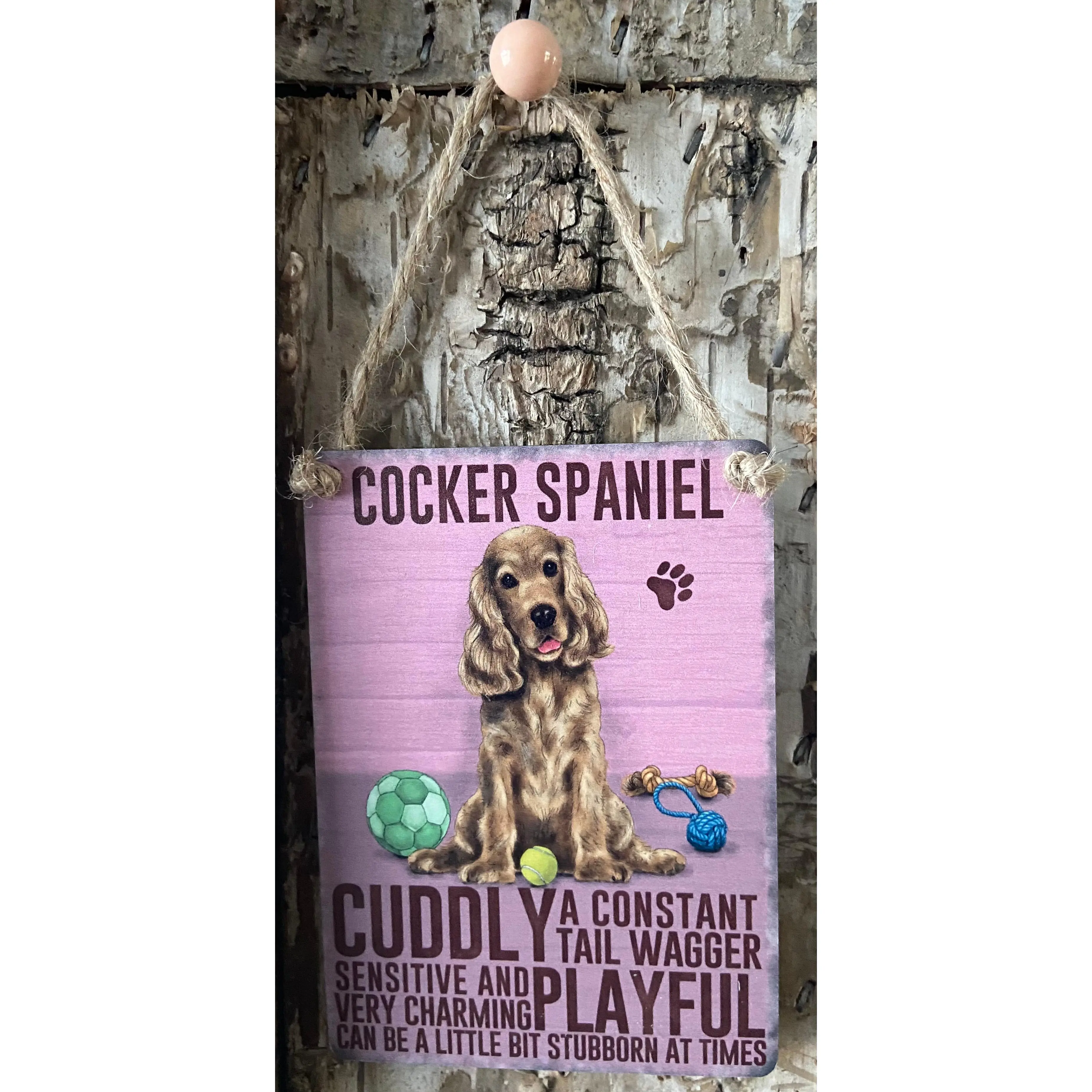 Cuddly Cocker Spaniel Mini Metal Dangler Sign
