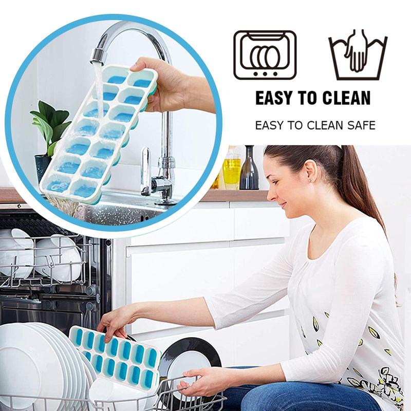 Silicone Ice Cube Trays Stackable Easy-Release Free Cocktail Freezer 4 Pack Ice Cube Tray with Lid Easy to Clean Ice Cube Moulds Save Freezer Space Reusable Ice Trays BPA Free Flexible Silicone Ice Cube Trays Removable Cubes for  Drinks  Kitchen Set 4