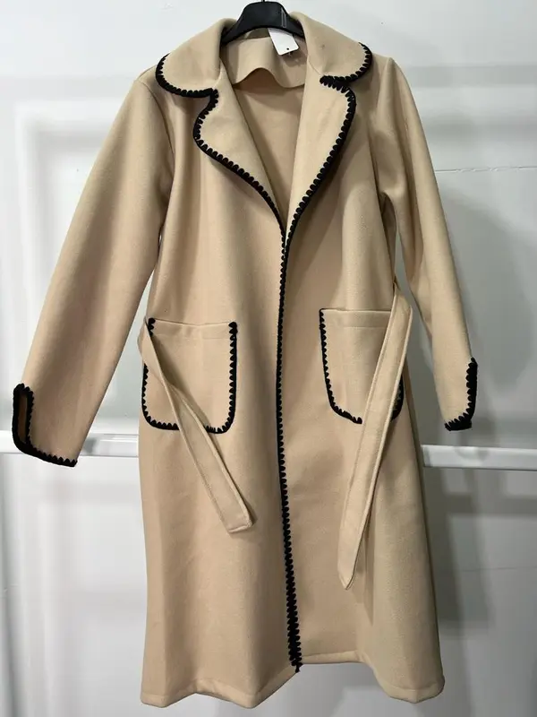 Ladies Women Long Coat With Belt trench style Casual Womenswear Comfort Outerwear Long Sleeve Longsleeves Lady Tops 2