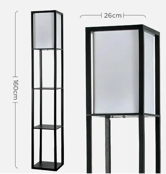 Floor Lamp with Shelves Standard Shelf Storage Wooden Standing Lounge Light Home 5