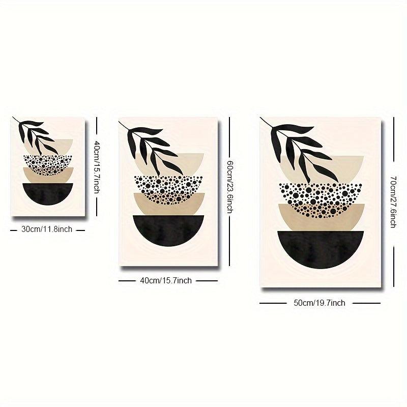3pcs/set Canvas Poster, Modern Art, Black Beige Bohemian Abstract Painting, Botanical Geometry Boho Trendy Art, Ideal Gift For Bedroom Living Room Kitchen Dorm Corridor, Wall Art, Wall Decoration, Fall Decor, Room Decoration, No Frame 2