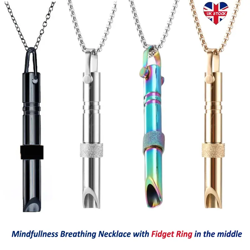 1PC Anxiety Relief Necklace,Anapana Breathing Necklace,Calm Carry for Anxiety-Portable Stainless Steel Whistle Anxiety Necklace for Breathing Exercises,Meditation, Anxiety Gifts for Men Women Unisex,Sports & Outdoor Charm Necklace Accessories Father's Day