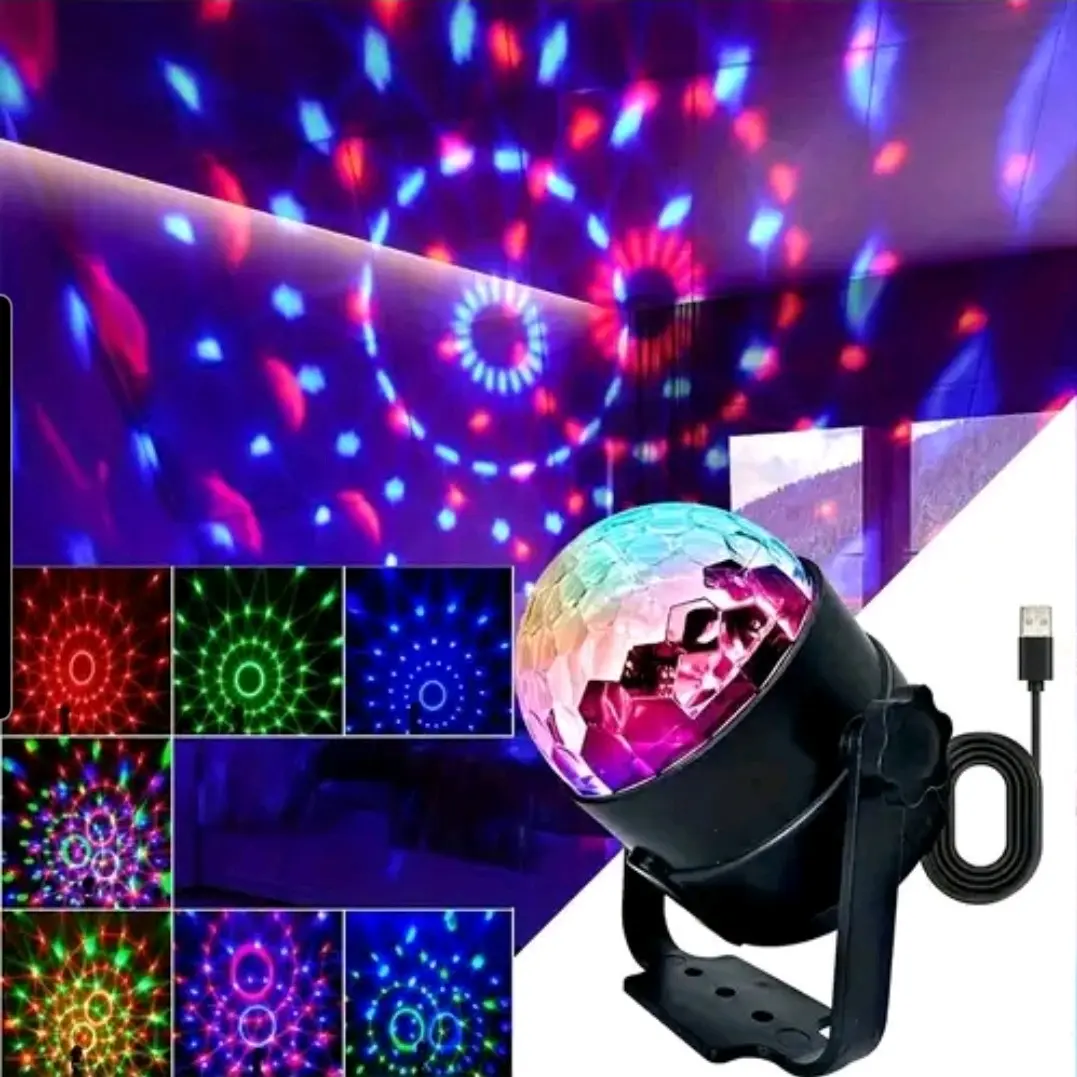 USB Powered Multi-Color Sound Activated RGB Disco Ball Light with Remote Control - 7 Modes, Dimmable, Wall Mountable - Ideal for Home, Room Dance Parties, Karaoke and Weddings laika moon