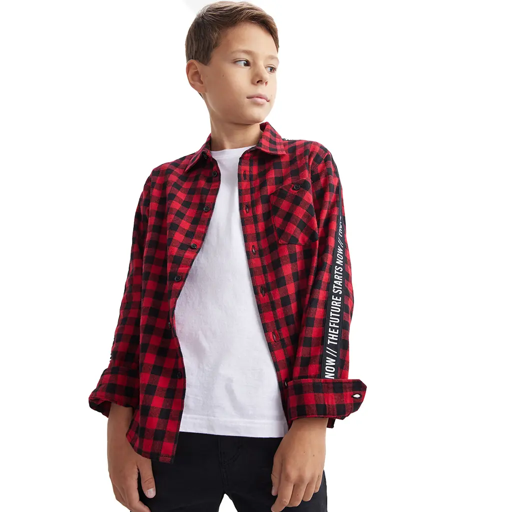 Boys Plaid Flannel Long Sleeve Smart Shirt New Full Sleeve Shirts SALE Checked Pocket