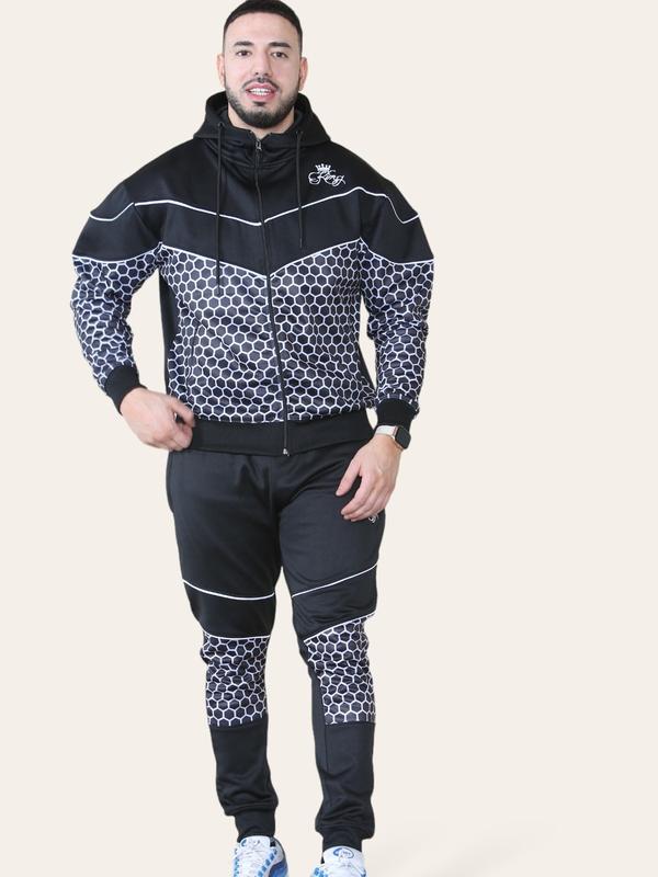 New Men's 2 Piece Logo Printed Running Jogging Hooded Tracksuit 3