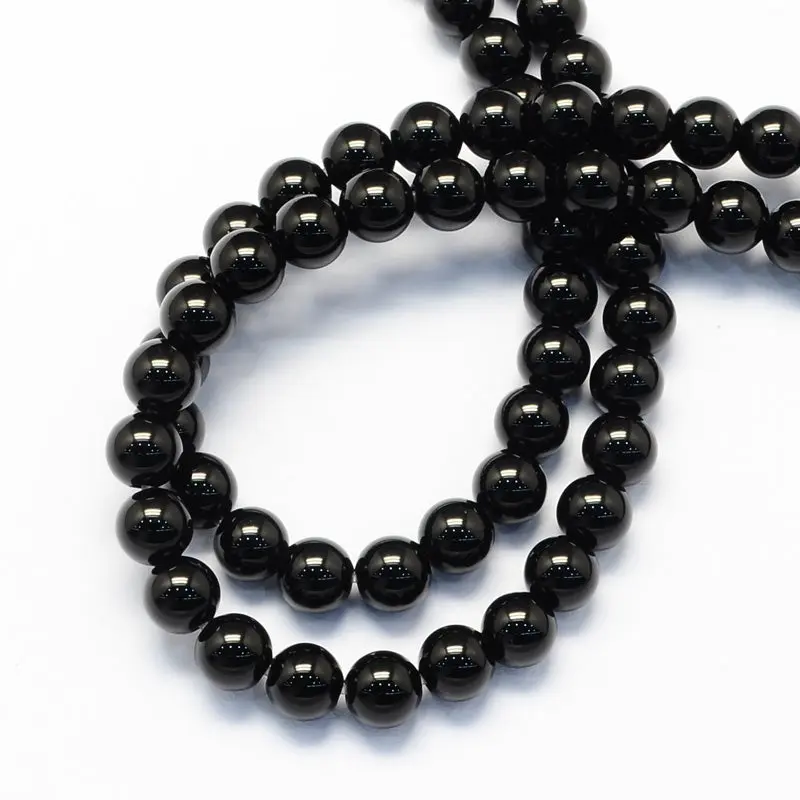 1 Strand Natural Black Onyx Round Beads - 6mm 1