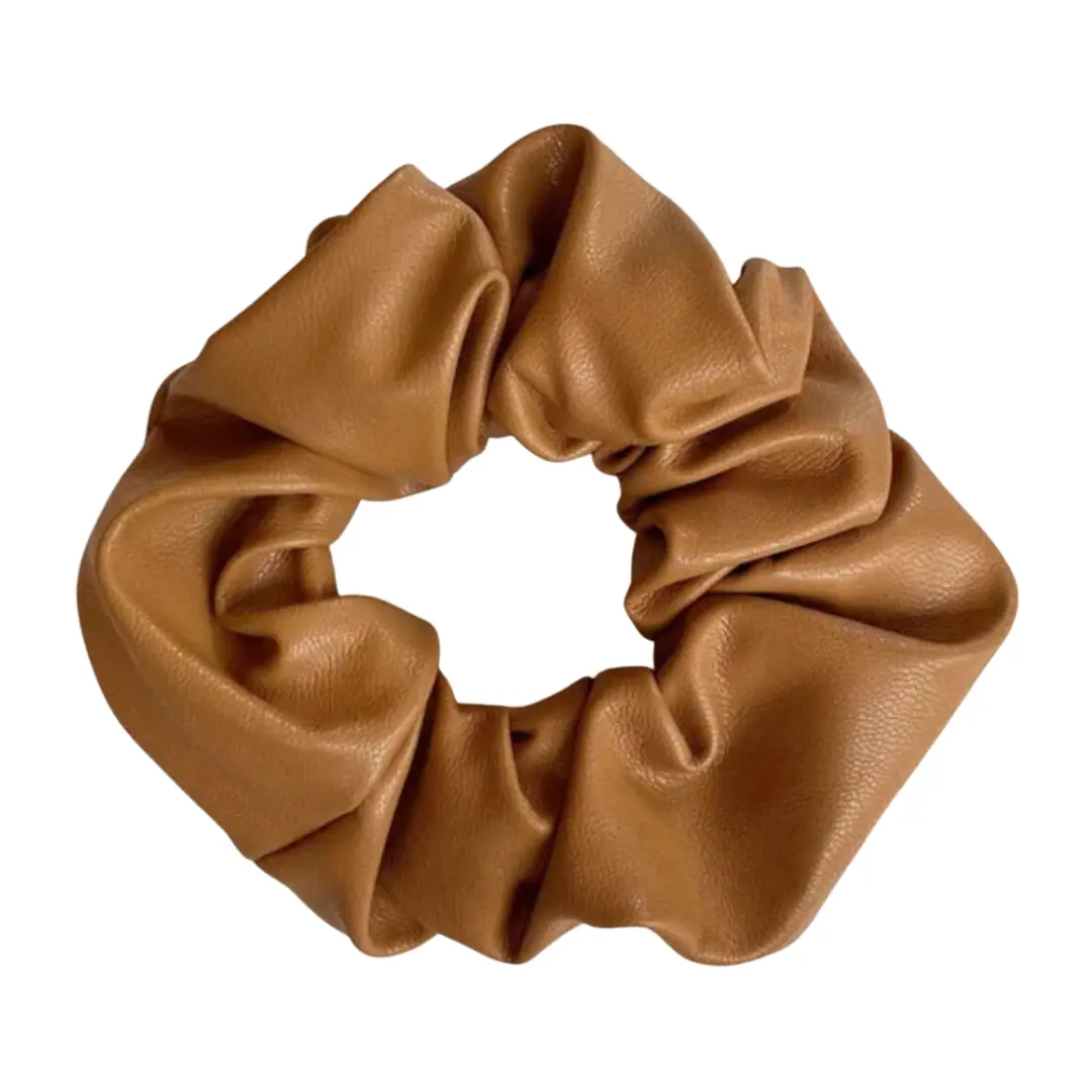 Vegan Leather Scrunchie Brown
