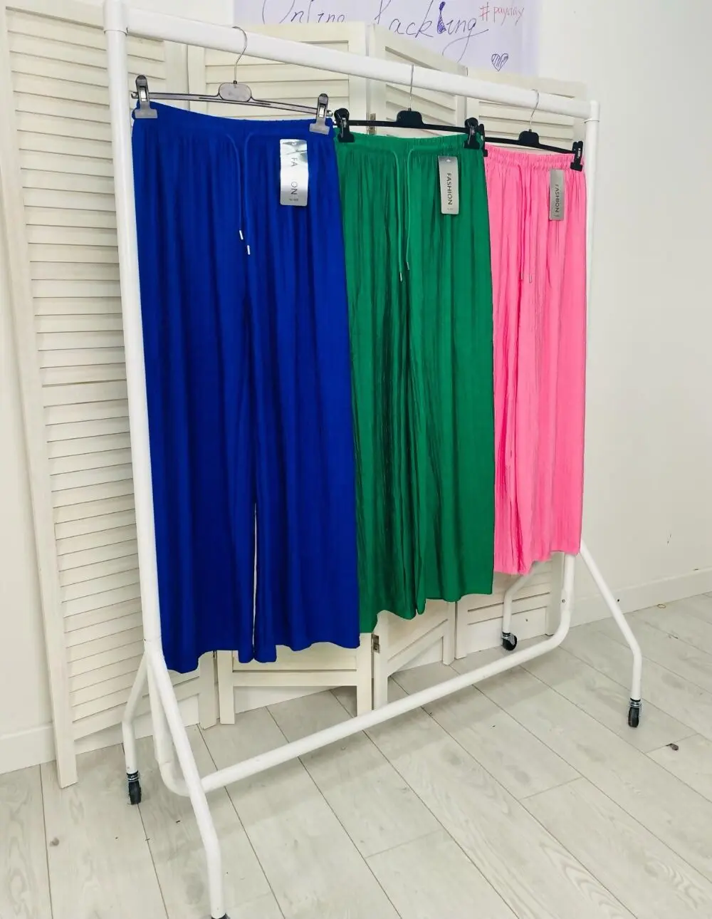 LADIES/ WOMENS  CRINKLE WIDE LEG TROUSER/PLAZZO