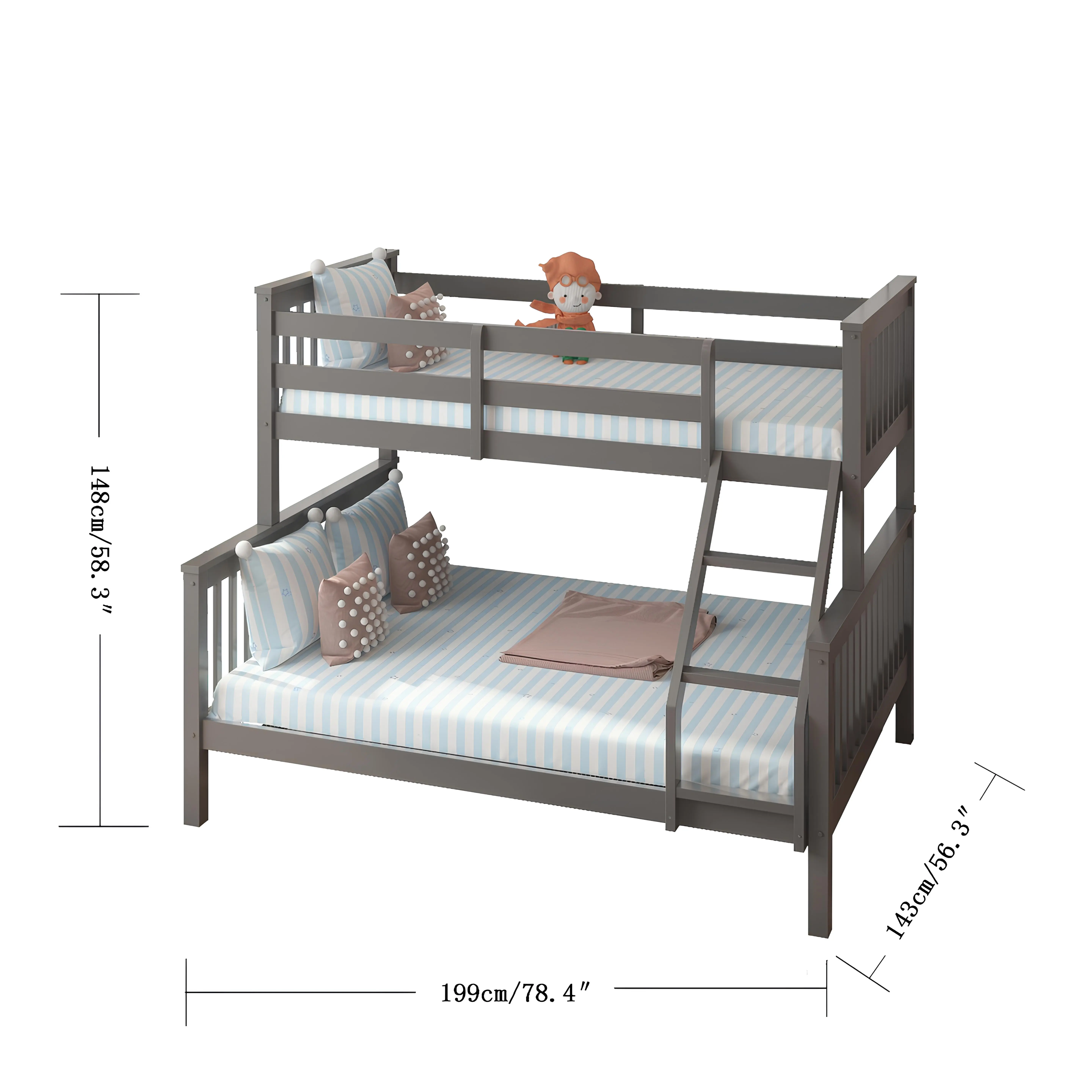 Lily Wooden TRIO Bunk Bed - Space-Saving Design for Kids' Room