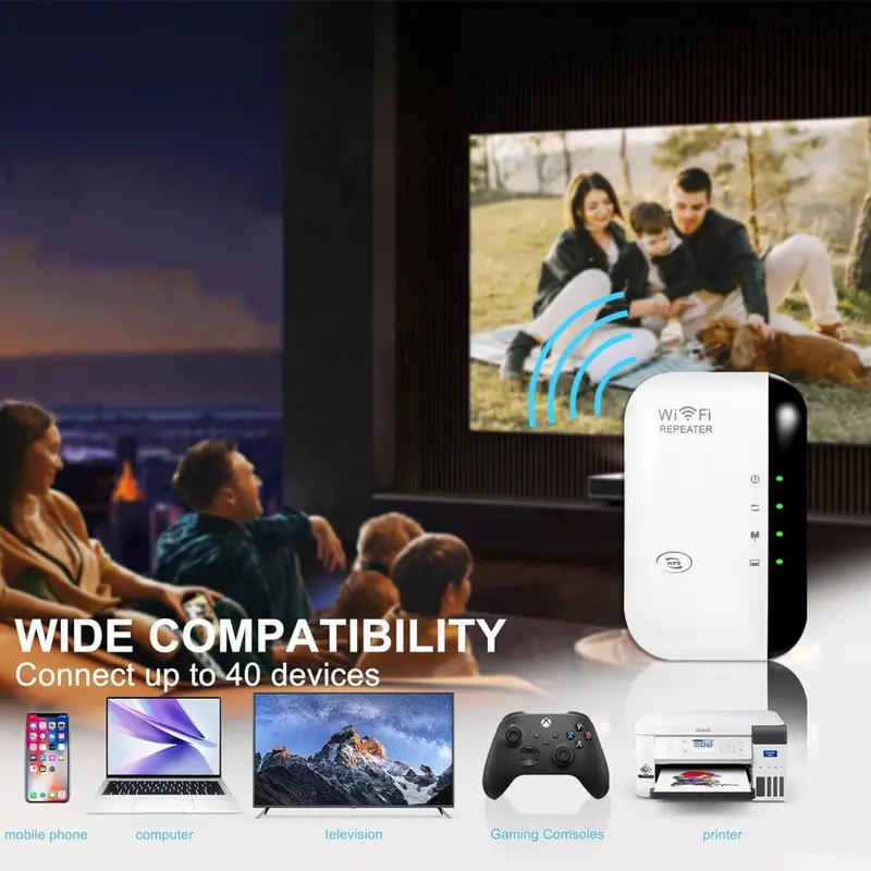 WiFi Extender Booster,WiFi Signal Booster,Internet Coverage Up to 3000 Sq.Ft! Works with 45+ Devices & Features Easy Setup,2.4GHz Band WiFi Extender, and LAN Port,UK Plug 5
