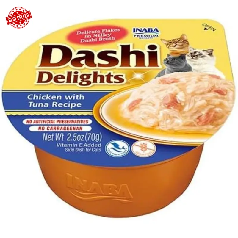Dashi Delights: Chicken with Tuna Recipe (6 x70g) / Bits in Broth Cat Food Topping, Rich in Protein, Natural Ingredients, Delicious and Healthy 0