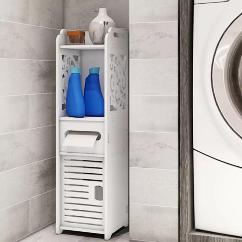 Waterproof Bathroom Storage Cabinet Free Standing Cabinet Organizer Unit White 1