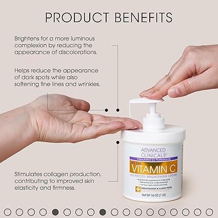 advanced clinicals vitamin c cream Anti-aging, brightening | Age spots, dark spots on face, hands, body | 16oz lotion Body Care Coconut Skin Repair Aloe Aloe Vera Moisture Green Tea 2
