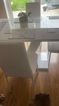 Product Review of White Gloss Dining Table Small Kitchen Extending 120-160cm V Leg 6-8 Seats Masy from w**k 0