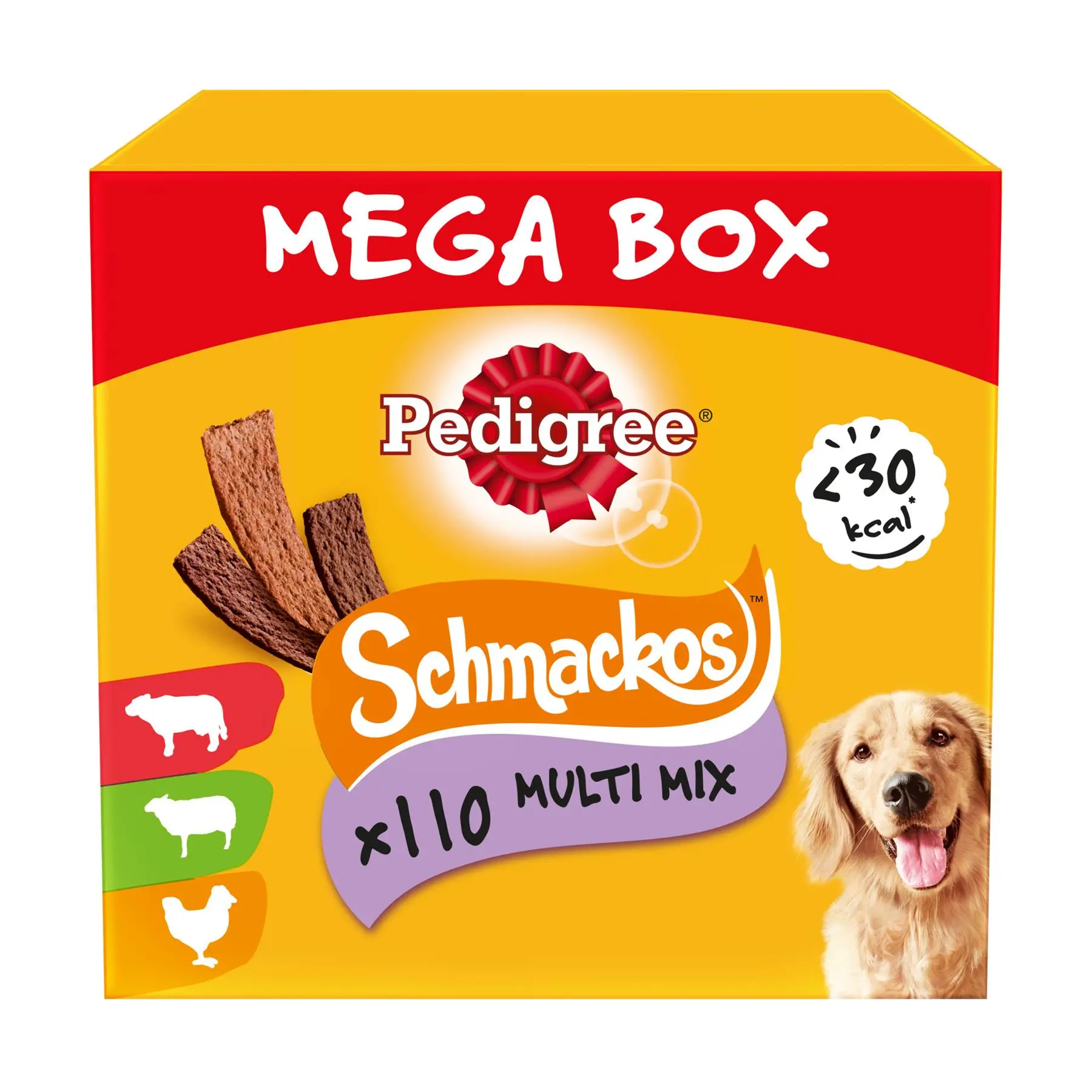 110 Pedigree Mega Box Schmackos Dog Treats Chews Mixed Meat Variety