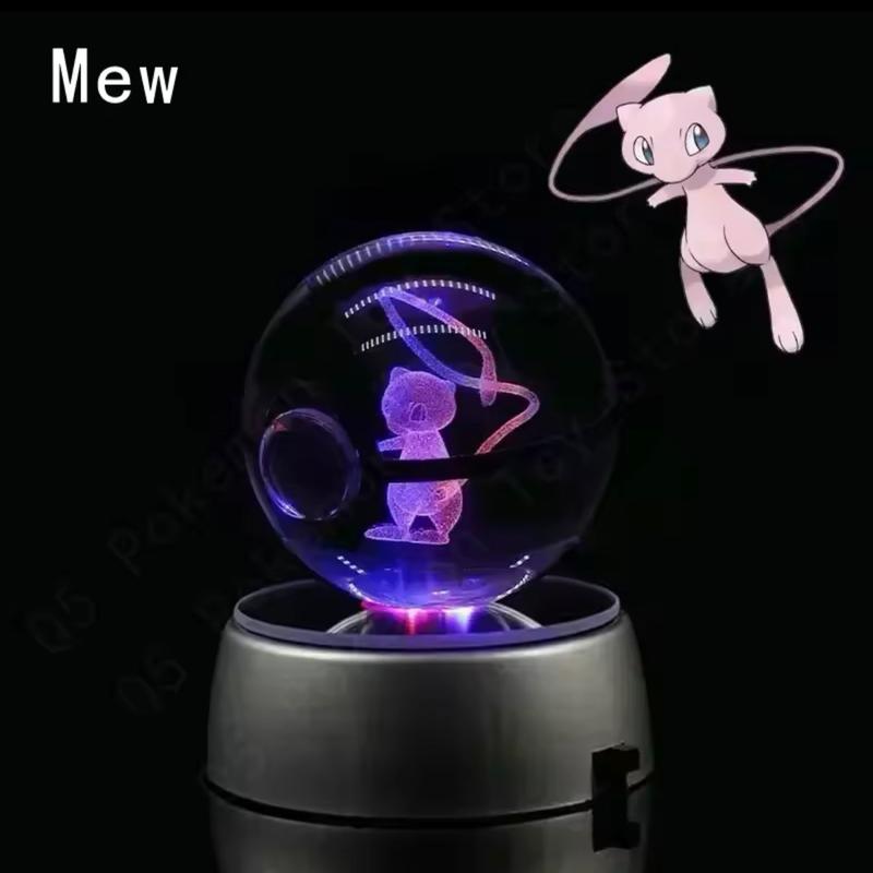 Pokemon Crystal Ball Figurine with LED Lamp Base - Pikachu, Gengar, Mew, Mewtwo - Gift, Decor 5