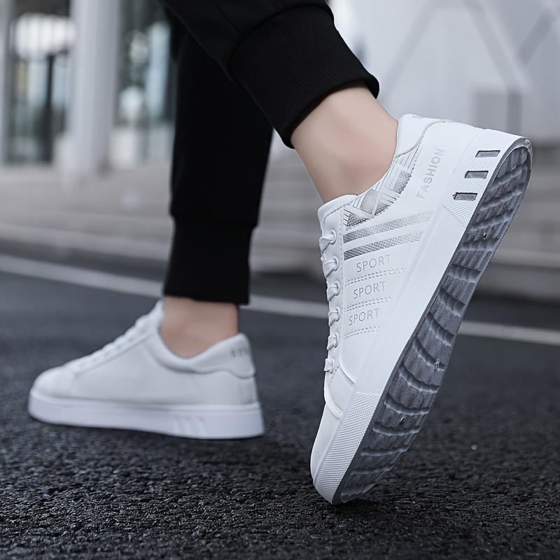 Product Introduction of All-Season Men's Striped Lace-up Sneakers - Breathable PU, Durable PVC Sole, Casual Comfort Fit Closed Sports Shoes Sports Shoes Training Trainer Runner Running Boy Athletic Footwear Walking Shoes 10