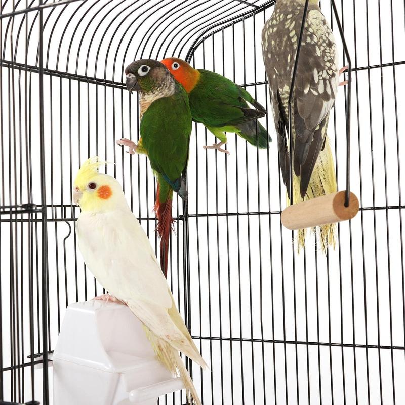 Metal Bird Cage Parrot Cage for Budgie/Lovebird/Cockatiel/Canary with Open Play Top 104cm Black 4