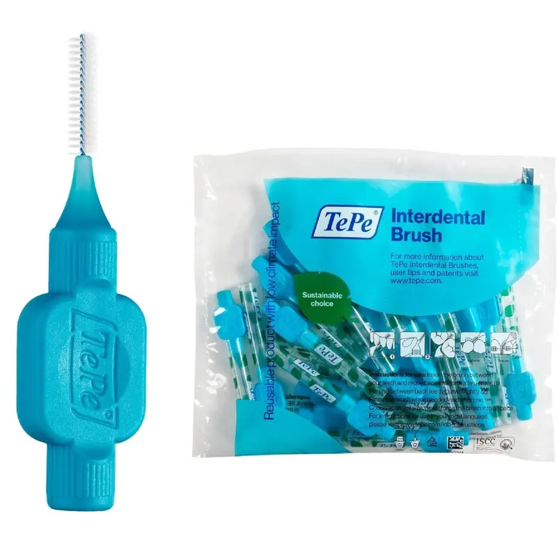 TePe Interdental Brush, Original, Blue, 0.6mm/ISO 3, 20pcs, Plaque Removal, efficient Clean Between The Teeth, Tooth Floss, for Small Gaps Oral Pack 0