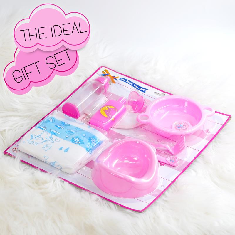 BiBi Doll 9 Piece Baby Dolls Feeding Accessories Kit Nappy Set, Milk Bottle, Dummy, Potty 4