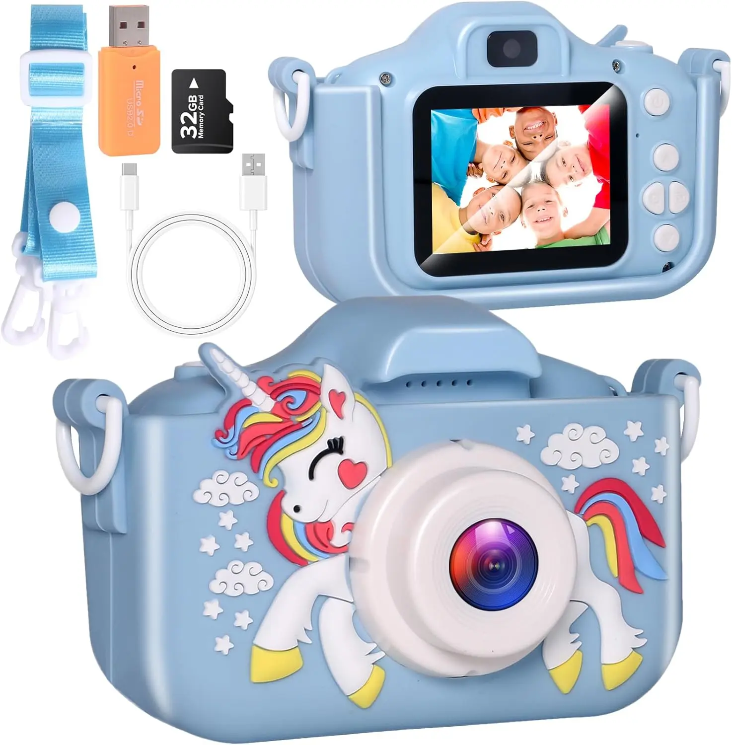 （UK Seller）Kids Camera for Girls, 1080P HD Digital Dual Camera with Silicone Case 2.0 Inch