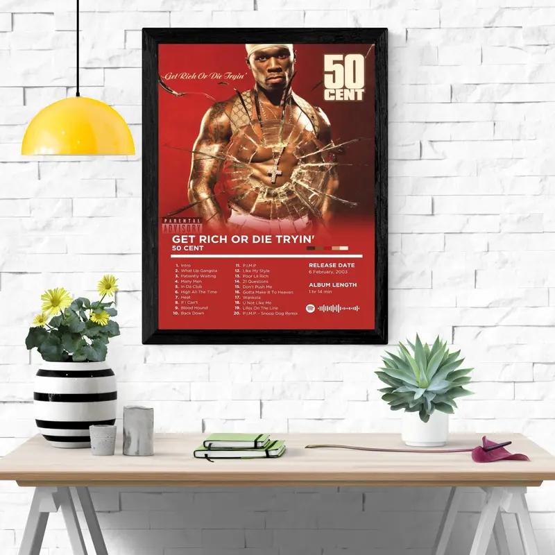 UNFRAMED 50 Cent Get Rich Or Die Tryin album PRINT ONLY NO FRAME hip hop music wall art A2 A3 A4 8x10 inches 3