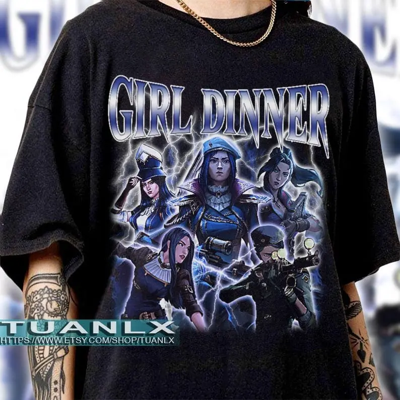 Caitlyn Arcane T-Shirt Unisex Vintage Streetwear League of Legends Shirt