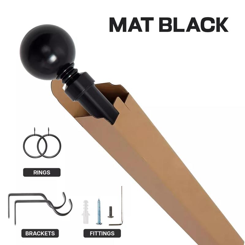 Metal Curtain Pole Extendable Chrome 28mm with Finials Rings Hooks Rod Fittings - Rust and Corrosion Resistant 5