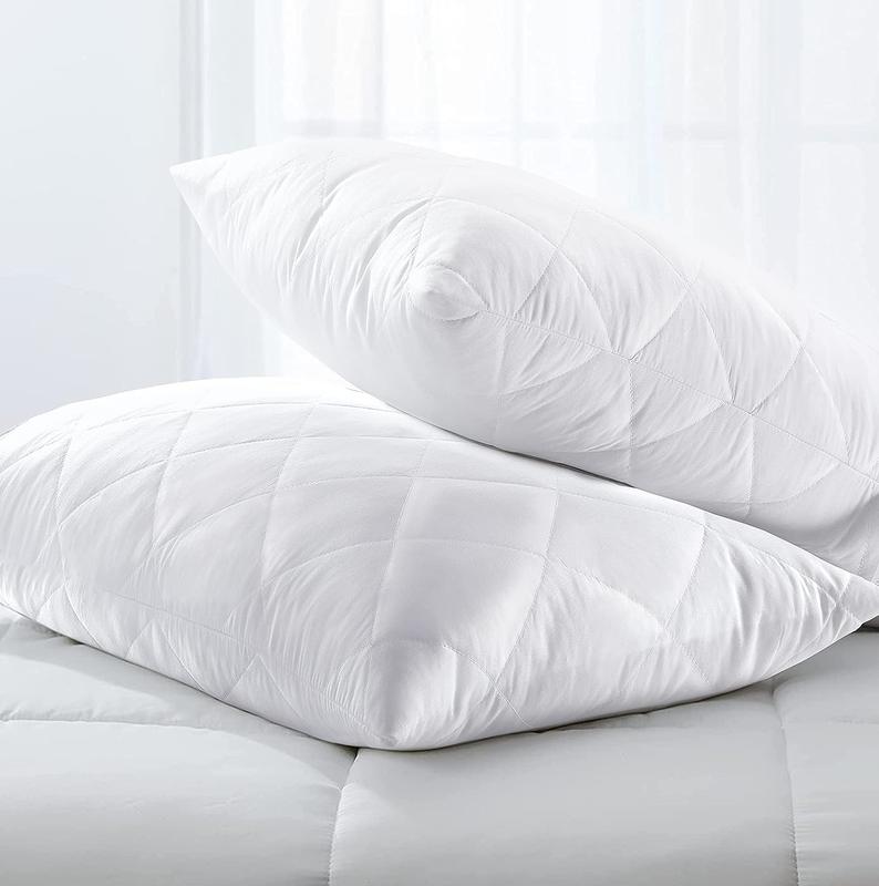 Hotel Quality for back, Stomach and side sleepers anti-allergy pillow with Quilted design and soft hollow-fiber hotel pillows PACK OF 4 2