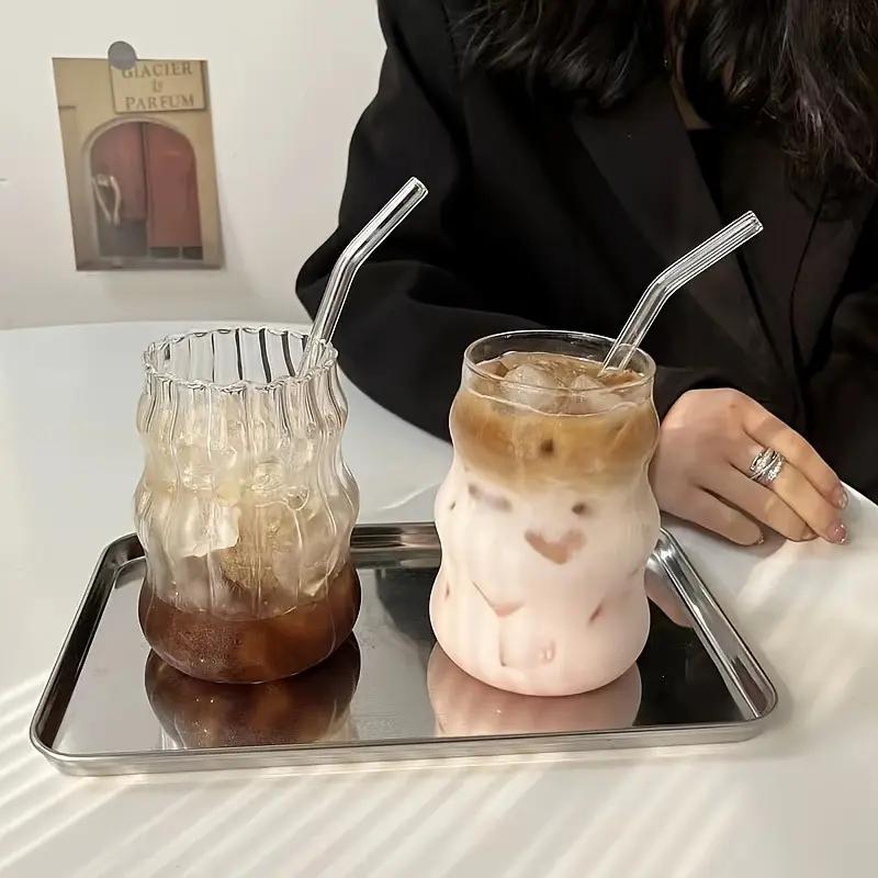 2pcs Large Capacity Clear Glass Cups with Straws - Durable, Heat-Resistant for Hot and Cold Beverages at Home and Office 4