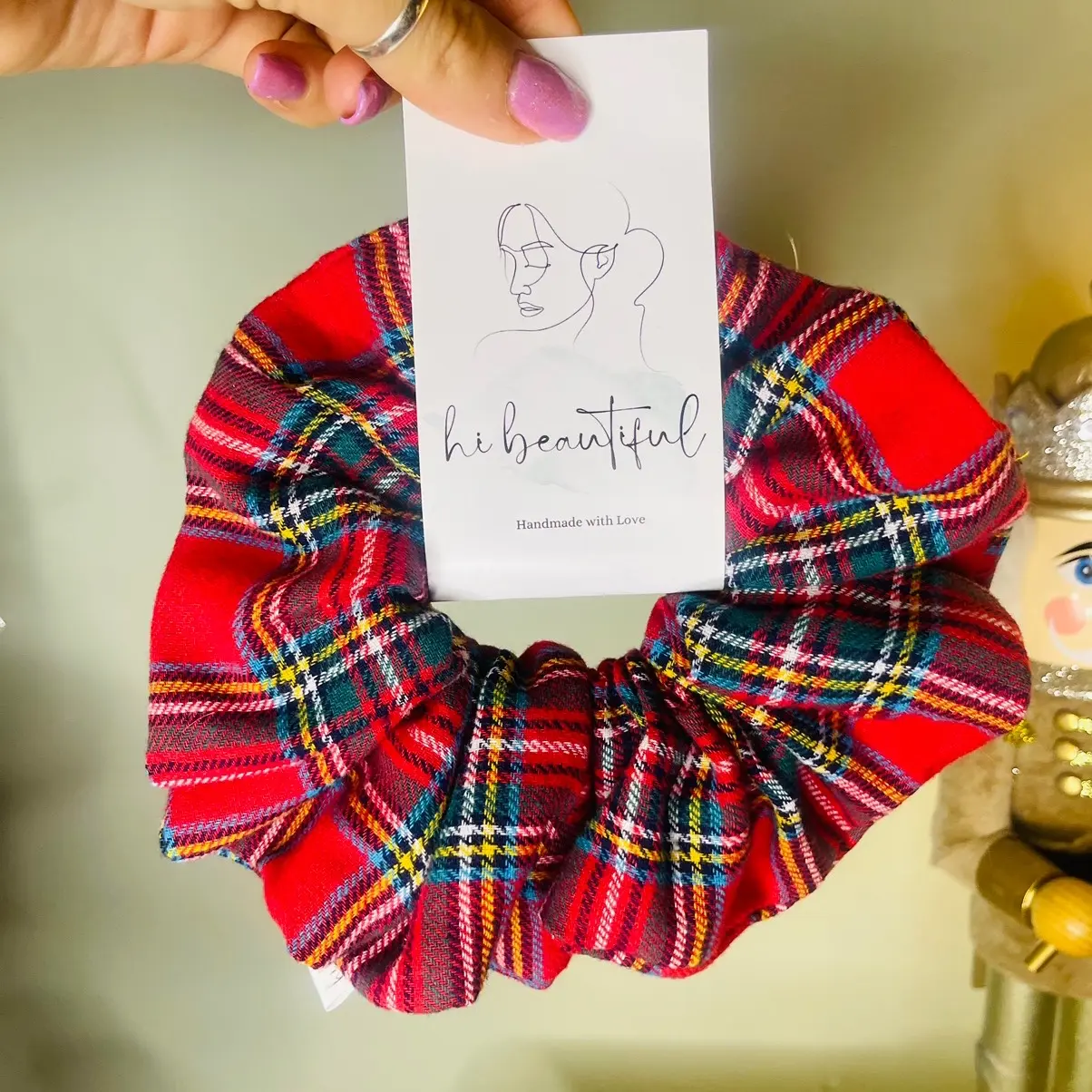 HiBeautiful Cotton Tartan Scrunchie - Fashion Hair Accessory