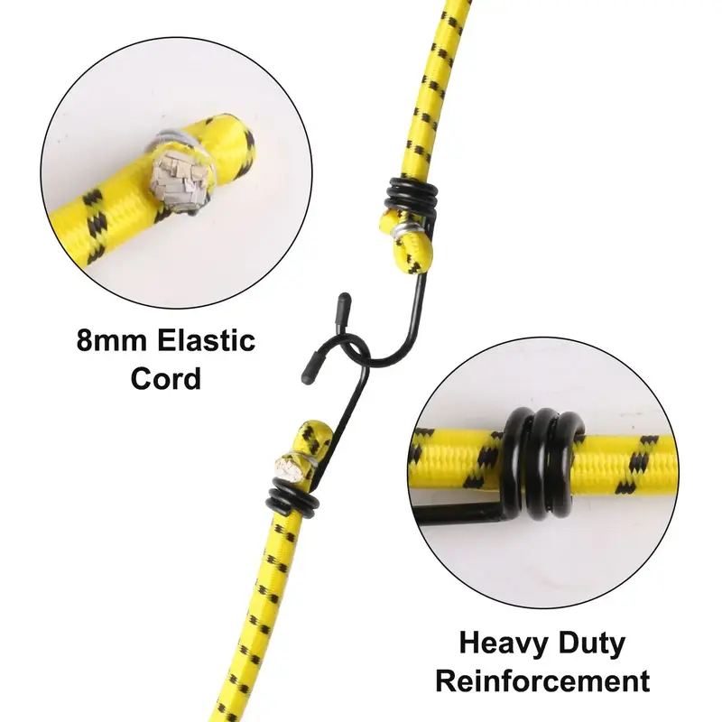 12Pcs Heavy Duty Bungee Cords Cables Straps Military Bungie Elastic Hooks Rope 6