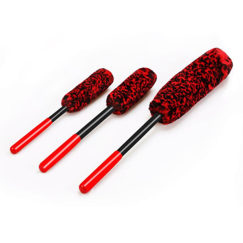 Product Introduction of New store opening, special offers  3X Set Wheel Woolies Luxury Super Plush Soft Alloy Wheel Cleaning Brush Kit UK 27